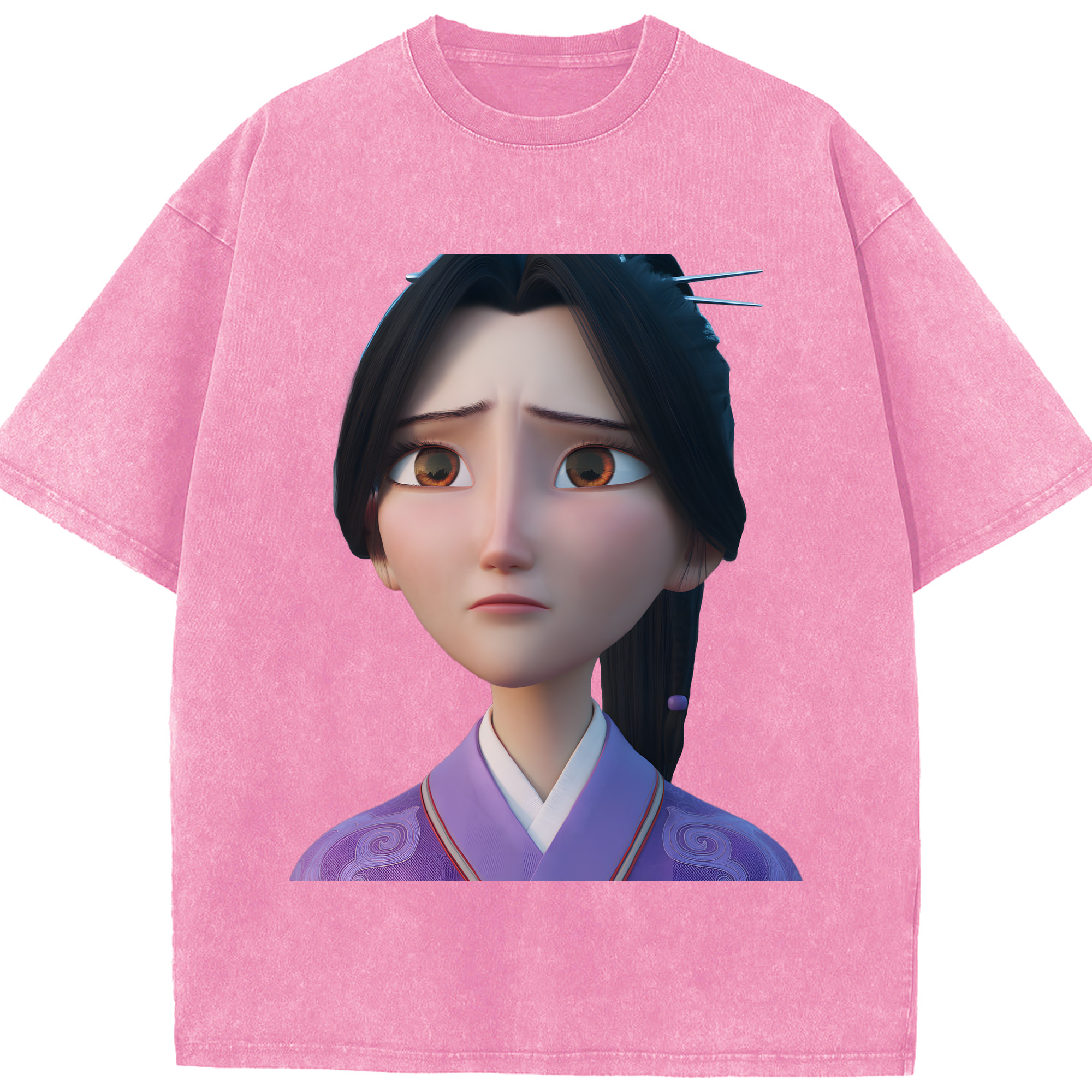 （画像用） Ne Zha 2 ナタ 魔童の大暴れ 綿100% ヴィンテージ風 半袖Tシャツ（フロントプリント）